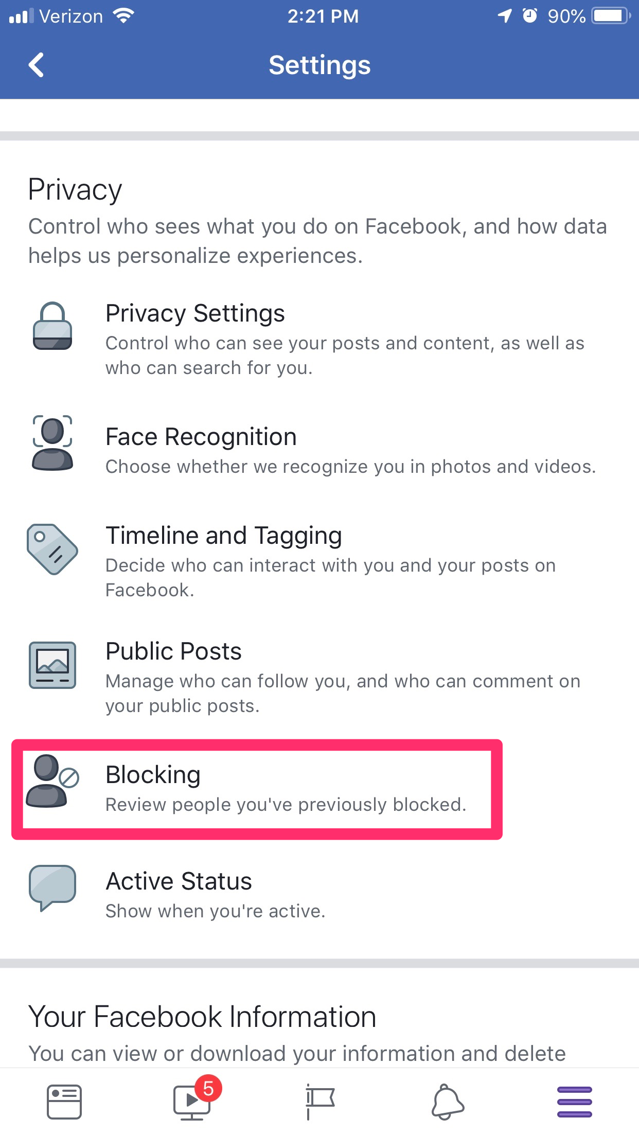 cómo bloquear a alguien en facebook móvil 4